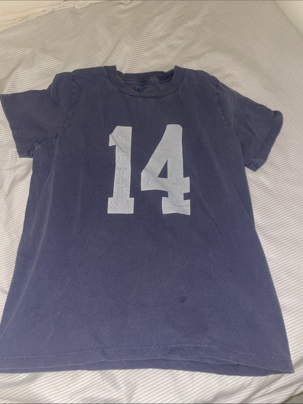 Brandy Melville Navy Blue Graphic '14' Short Sleeve Tee